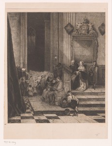 Interieur van een kerk tijdens de preek
