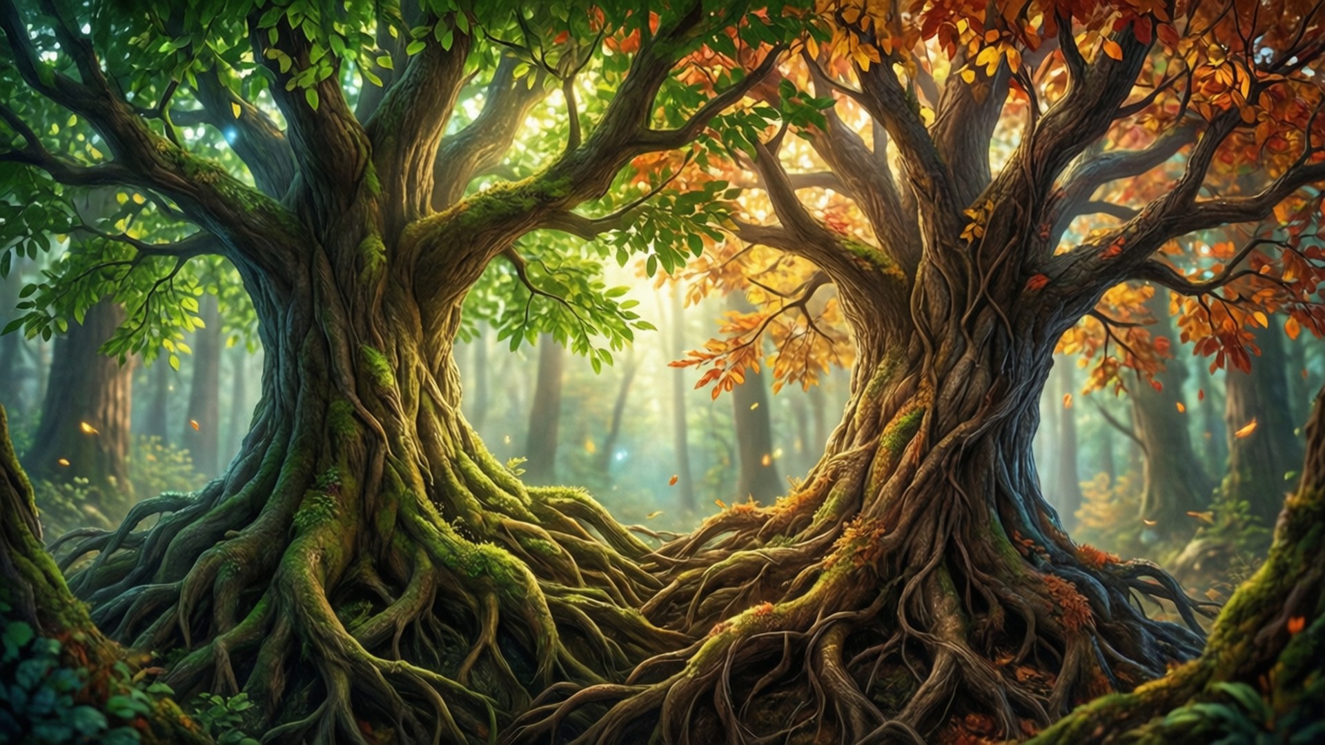 Intertwined Trees by Wallpapers.art Studio