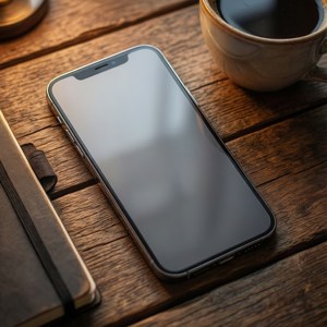 iPhone on Wooden Desk