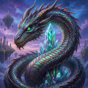 Iridescent Dragon Crystal Tower