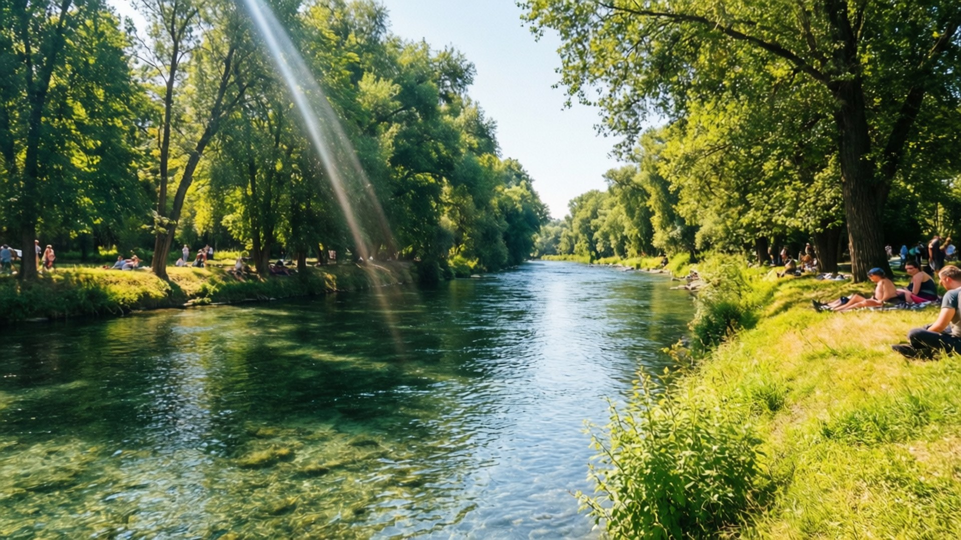 Isar River Summer by Wallpapers.art Studio