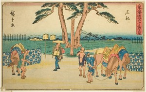 Ishibe, from the series "Fifty-three Stations of the Tokaido (Tokaido gojusan tsugi no uchi)," also known as the Gyosho Tokaido
