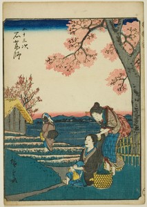 Ishiyakushi, from the series "Fifty-three Stations [of the Tokaido] (Gojusan tsugi)," also known as the Figure Tokaido (Jinbutsu Tokaido)