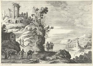 Italiaans landschap met gezicht op een ruïne