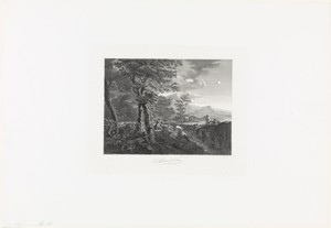 Italiaans landschap met tekenaar
