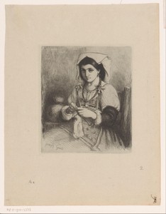 Italiaanse vrouw met breiwerk