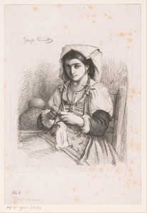 Italiaanse vrouw met breiwerk