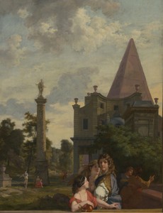Italian Landscape with three Women in the foreground
