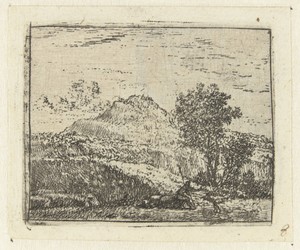 Italianiserend landschap met herder en hond