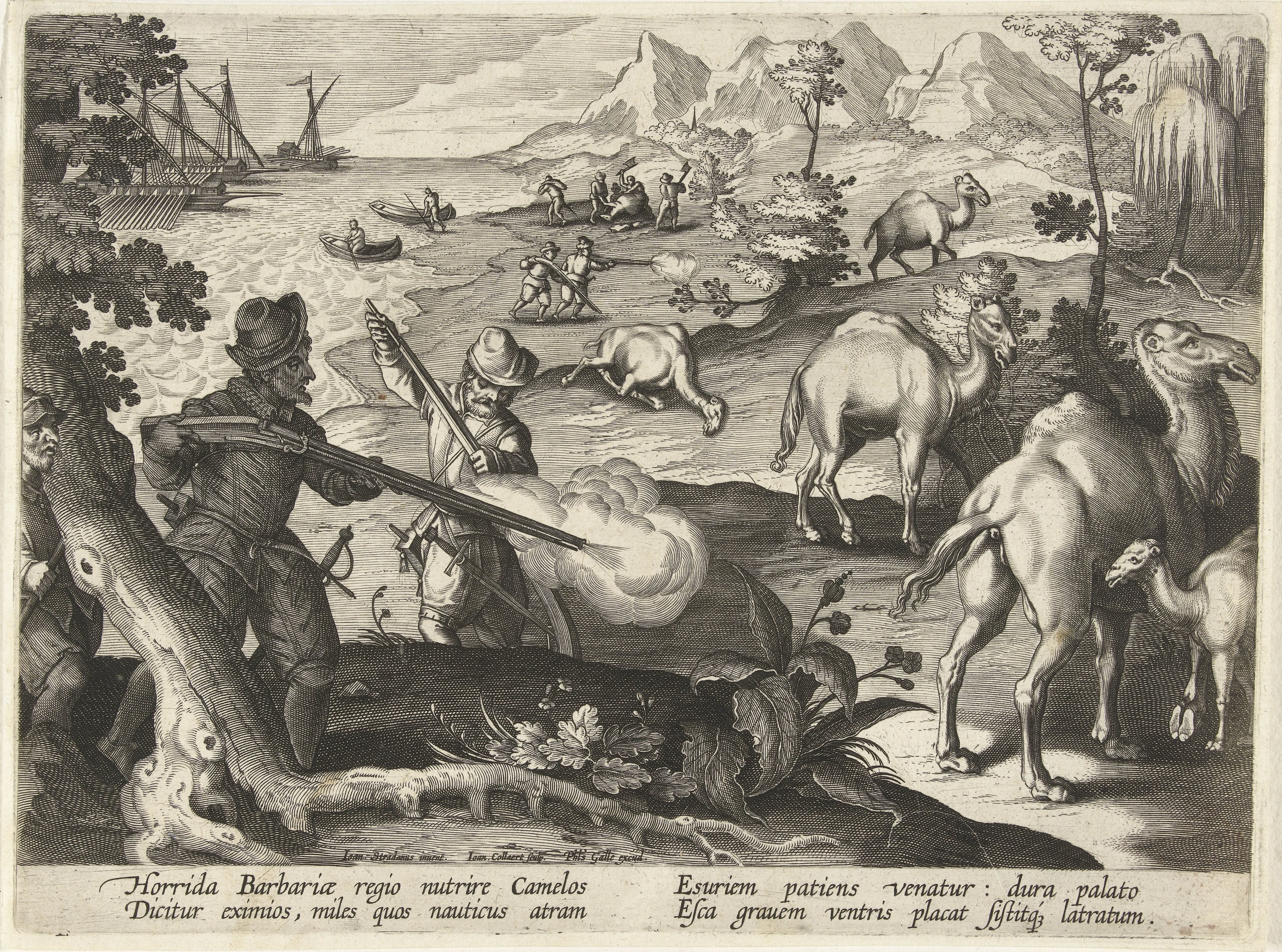 Jacht op kamelen by Jan Collaert (II)