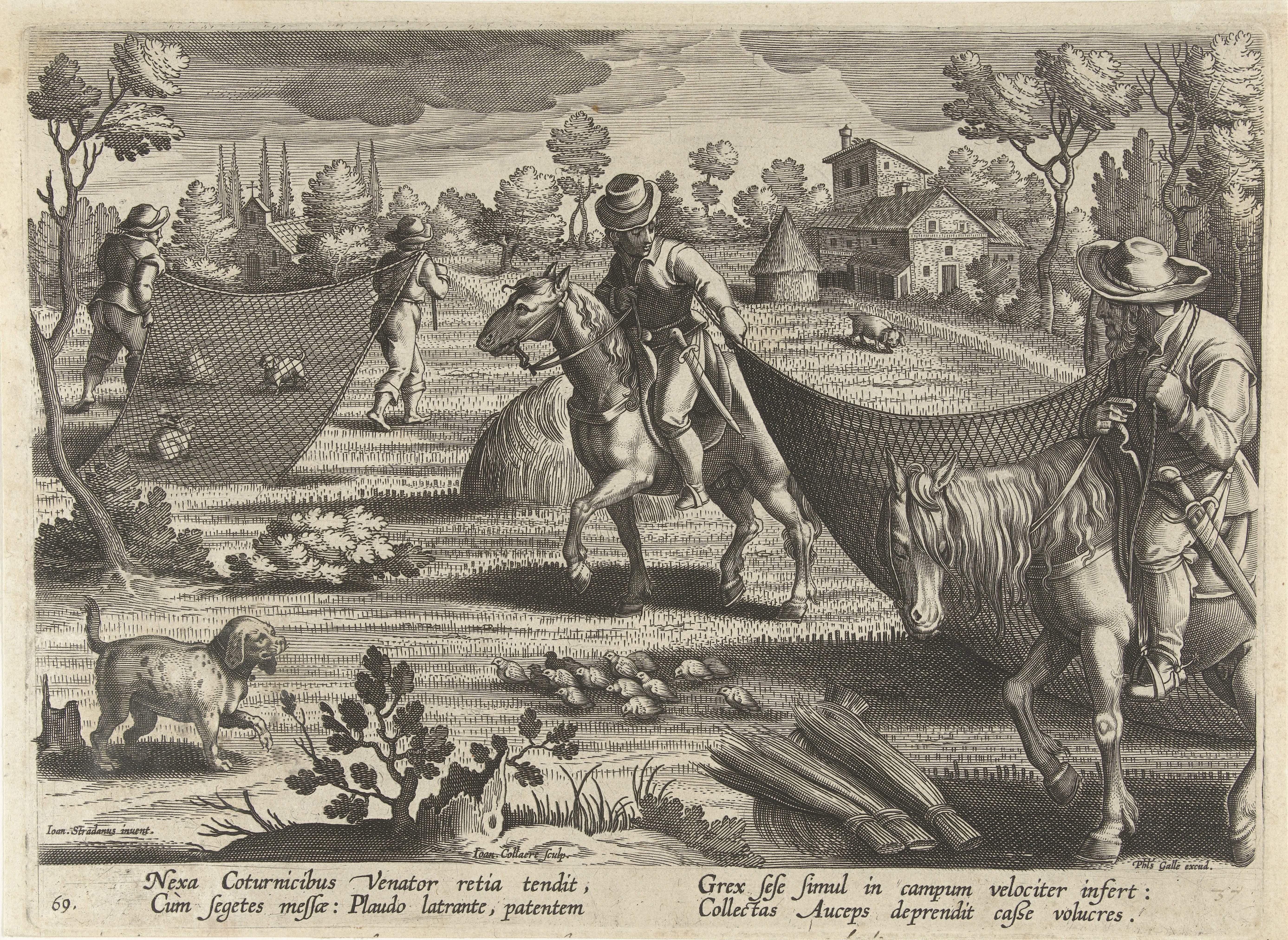 Jacht op kwartels en konijnen by Jan Collaert (II)