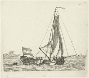 Jachtschip met vlag