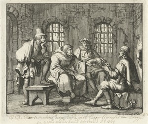 Jacob de Kaarsengieter disputeert in de gevangenis te Brugge met Broeder Cornelis, 1569
