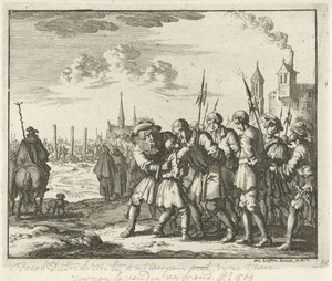 Jacob Dirksz. met zijn beide zonen te Antwerpen naar de brandstapel gevoerd, 1568