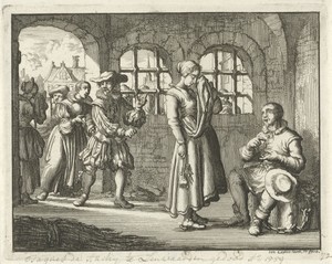 Jacques d'Auchy neemt in de gevangenis te Leeuwarden afscheid van zijn vrouw, 1558