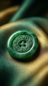Jade Carved Green Button