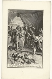 Jaël toont Barak het dode lichaam van Sisera