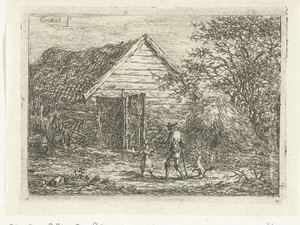 Jager bij plaggenhut