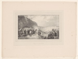 Jagers in een heuvellandschap