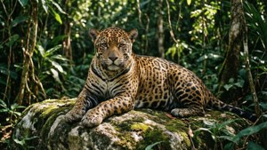 Jaguar in Yucatan Jungle