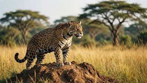 Jaguar on Termite Mound