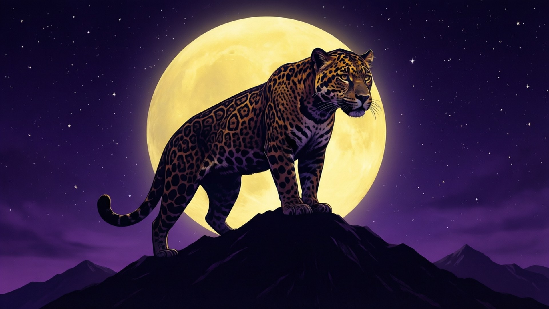 Jaguar Under the Moon by Wallpapers.art Studio