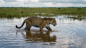 Jaguar Wading