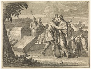 Jakob kust Rachel bij de bron