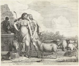 Jakob kust Rachel bij de bron