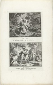 Jakob worstelt met de engel en
de verzoening van Jakob met Esau