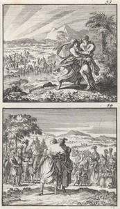 Jakob worstelt met de engel / Verzoening van Jakob met Esau
