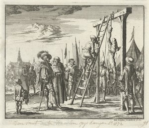 Jan Smit te Haarlem aan één been opgehangen, 1572