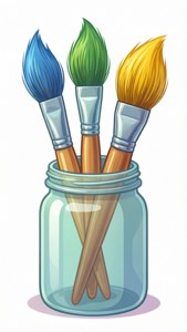 Jar of Colorful Brushes