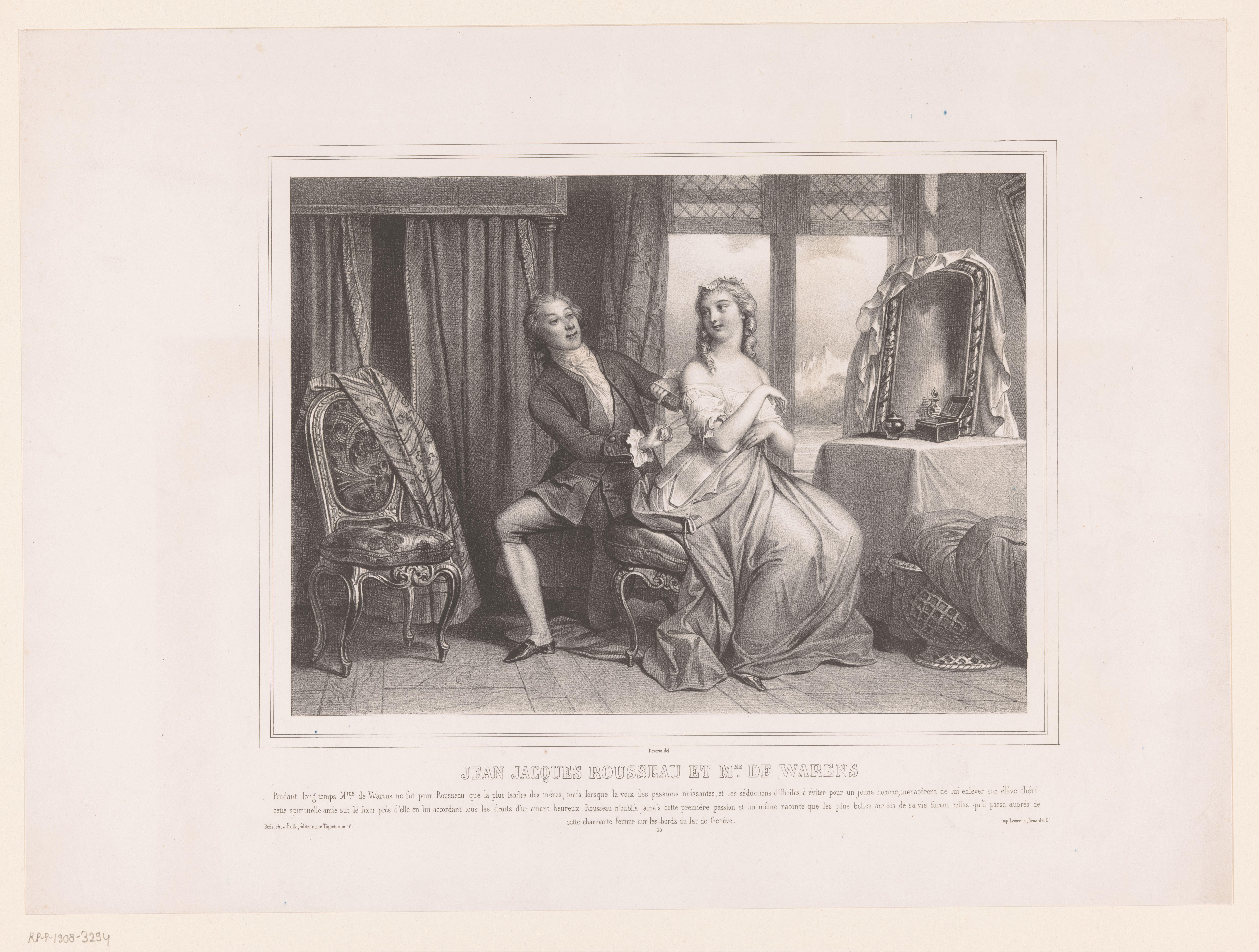 Jean-Jacques Rousseau en Françoise-Louise de Warens by Achille Devéria