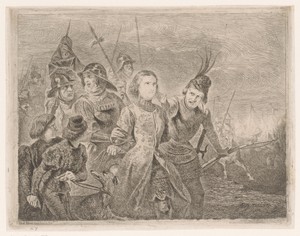 Jeanne d'Arc wordt door soldaten gevangen en meegevoerd