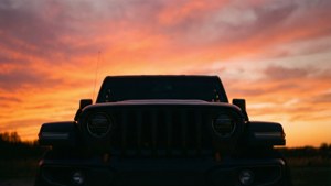 Jeep Grill Sunset Silhouette