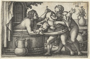 Jester and Two Bathing Women