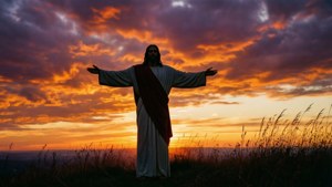 Jesus Silhouette at Sunset