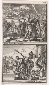 Jezus ben Ananias weeklaagt over het lot van Jeruzalem / Jezus ben Ananias door de Romeinen gegeseld