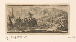 Jezus predikt vanuit de boot van Petrus