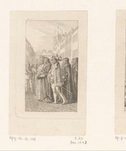 Joachim en Albrecht lopen met rector Wimpina voor aan de processie