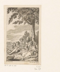 Joachim Heinrich Campe met zijn familie onder een boom