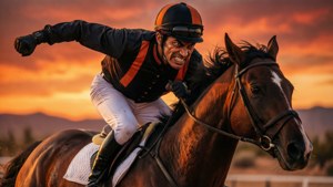 Jockey in the Sunset
