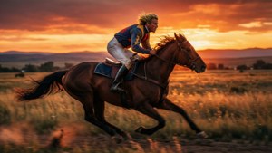 Jockey in the Sunset