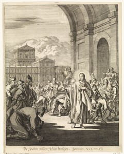 Joden bekogelen Christus met stenen