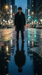 Joe's Reflection in Puddle