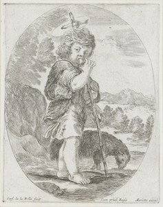 Johannes de Doper als kind, in fruit bijtend