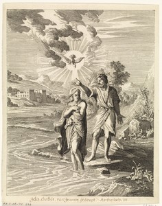 Johannes de Doper doopt Christus aan de oever van de Jordaan