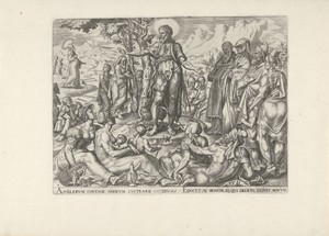 Johannes de Doper preekt voor een groep mensen