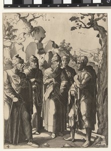 Johannes de Doper spreekt met vier mannen